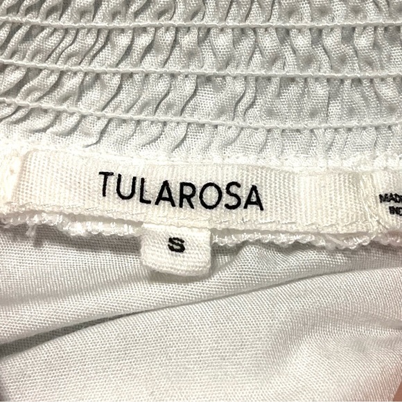 White Tularosa Sansa smocked elastic off the shoulder neckline and eyelet trim - Picture 8 of 13